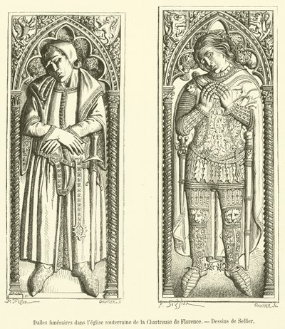 Funerary Slabs in the Underground Church of the Charterhouse of Florence (engraving) by French School