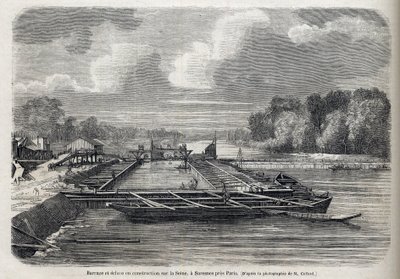 Dam Erupted on the Seine in Suresnes in 1866 - Engraving - Le Monde Illustré 1866 by French School