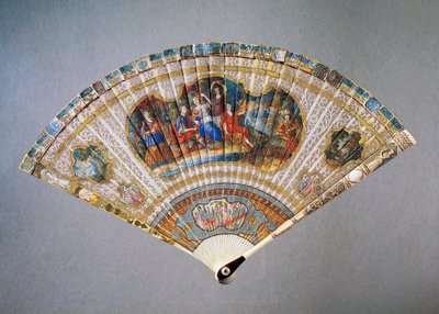 Damaged Vernis Martin-Style Hand Fan Depicting David and Abigail by French School