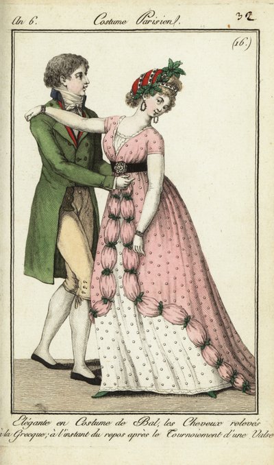 Dancers at a Ball Doing a Turn in a Waltz by French School