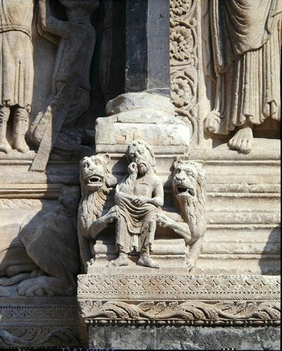 Daniel in the Lions Den (detail) by French School
