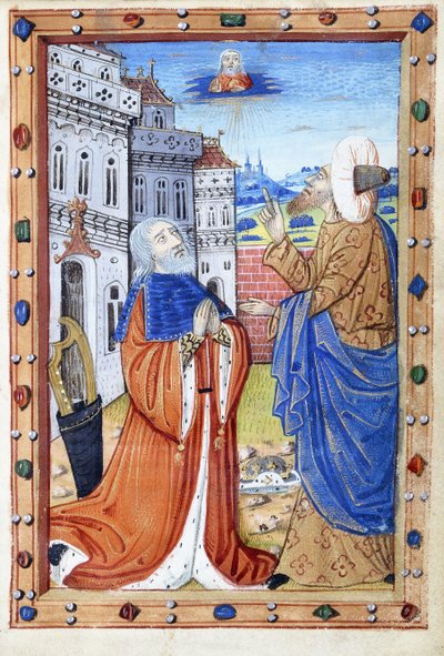 David at Prayer, with the Prophet Nathan, 15th century by French School