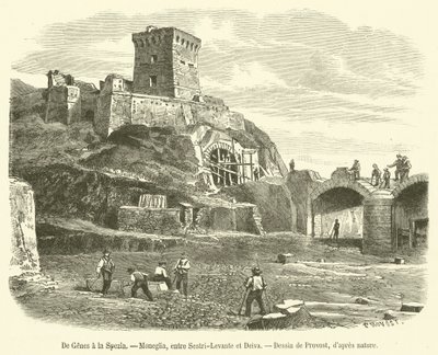 From Genoa to La Spezia, Moneglia, Between Sestri-Levante and Deiva (engraving) by French School
