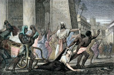 Death of Hypatia murdered by followers of Cyril, Patriarch of Alexandria, end of 19th century (engraving) by French School