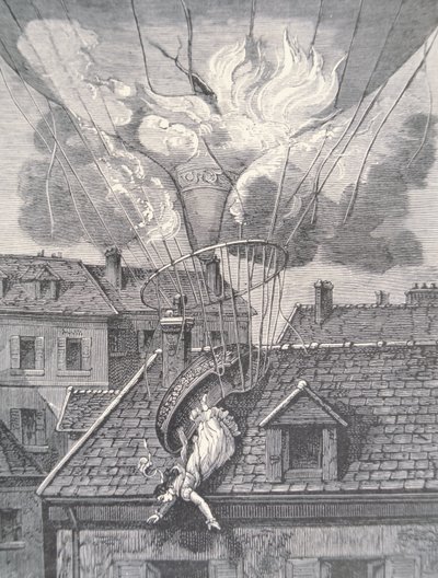 Death of Madame Blanchard in an aeronautical accident in 1819 by French School