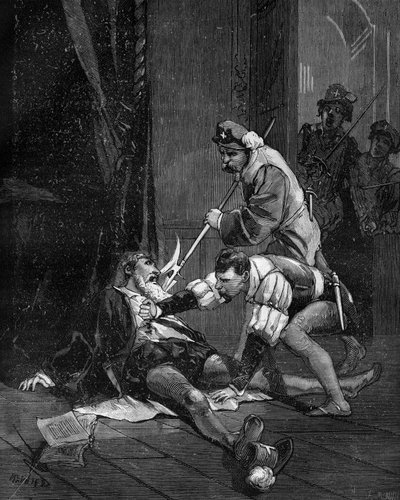 Death of Petrus Ramus. Pierre de La Ramee Humanist, French mathematician and philosopher (1515 -1572) by French School
