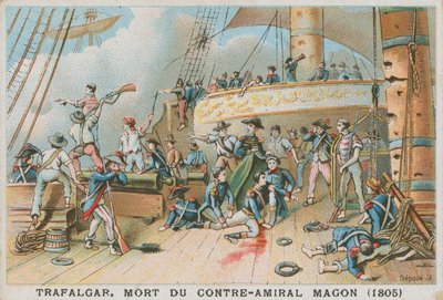 Death of the French Rear-Admiral Magon at the Battle of Trafalgar, 1805 by French School