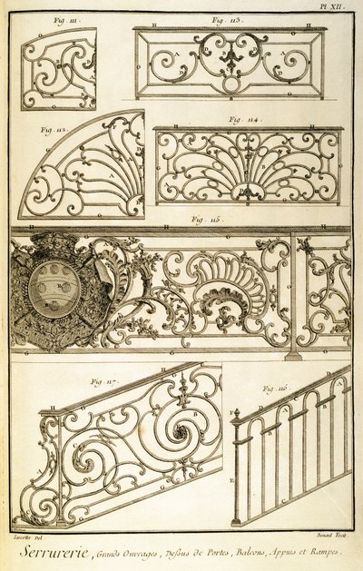Decorative Ironwork, from Diderots Encyclopaedia, pub. 1771 by French School