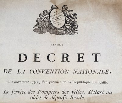 Decree of the National Convention of 5 November 1792 on City Fire Fighters by French School