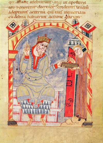 Dedication to Charles the Bald, from La Vie de St. Amand by French School