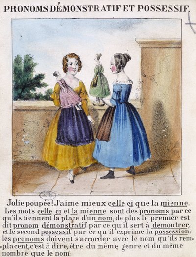 Demonstrative and possessive pronouns (2 girls playing with dolls) - in 