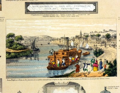 Denis Papin Watching His Paddle Steamer Destroyed by the Boatmen of Muenden in 1707 by French School