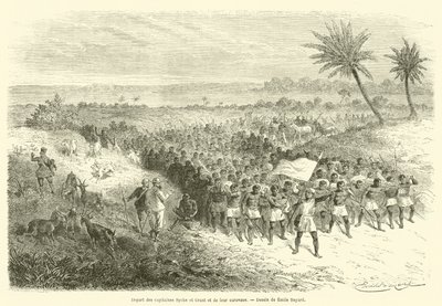 Departure of Captains Speke and Grant and their caravan by French School
