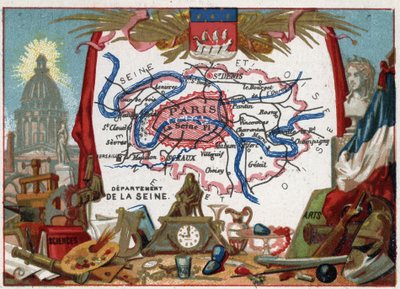 Departement of the Seine, today are the departments of Paris (75), Hauts-de-Seine (92), Seine-Saint-Denis (93) and Val-de-Marne (94), Ile de France, France. The Institut de France and symbol of by French School
