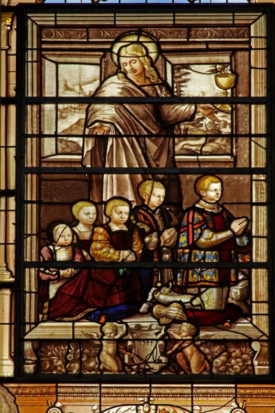 Depicting St John and five of the sons of Anne de Montmorency by French School