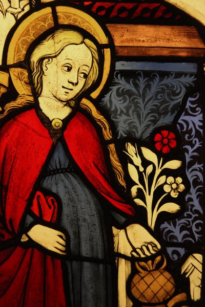 Depicting a detail of the Virgin Mary at the Annunciation, originally from the Upper Rhine by French School