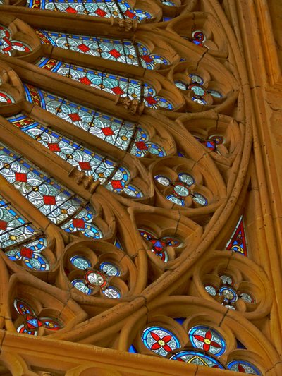 A Section of the West Rose of c.1240; the Glass is Modern by French School