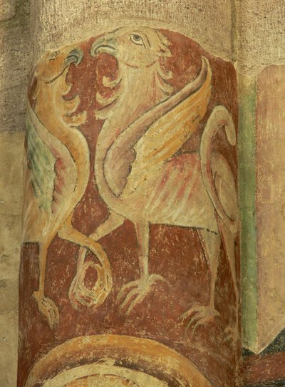 Depicting an internal view with wall paintings by French School