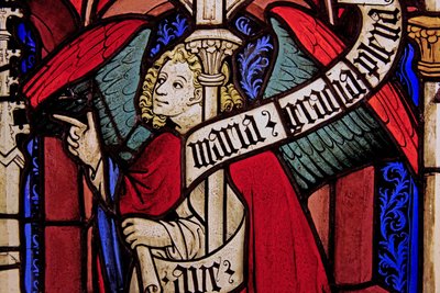 The angel Gabriel at the Annunciation, originally from the Upper Rhine by French School