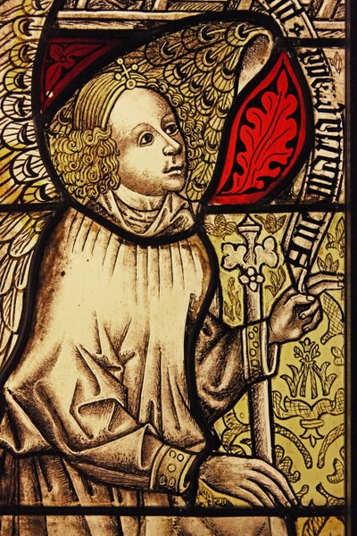 The angel Gabriel at the Annunciation, originally from the Upper Rhine by French School