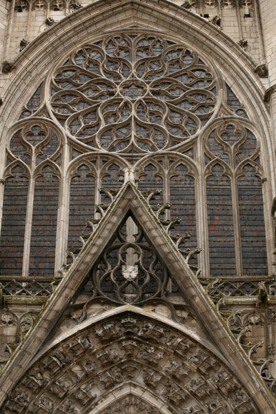 The north façade and rose window by French School