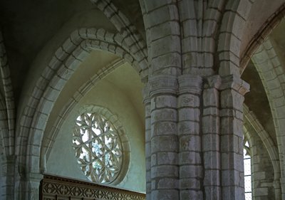 The rose window on the east wall of the south transept by French School