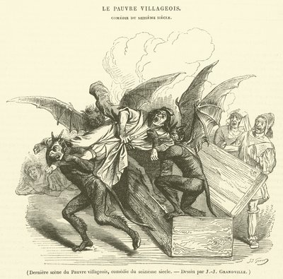Final scene of The Poor Villager, comedy of the sixteenth century by French School