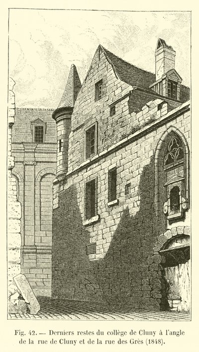 Last remains of the College of Cluny at the corner of rue de Cluny and rue des Gres, 1848 by French School