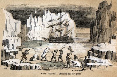Description of the different types of landscapes and reliefs according to geography: (detail) depicting an arctic landscape with polar bears, icebergs. Plate 