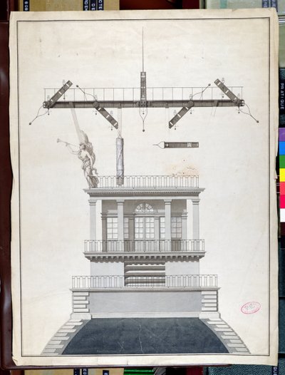 Design for a Chappe telegraph station for one of the domes of the Louvre, Paris, early 19th century by French School