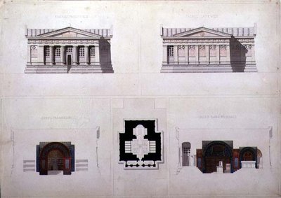 Design for a Greek Revival Style Mausoleum by French School