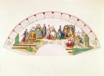 Design for a Fan Celebrating the Dance and Carnival of Nations, 1733 by French School
