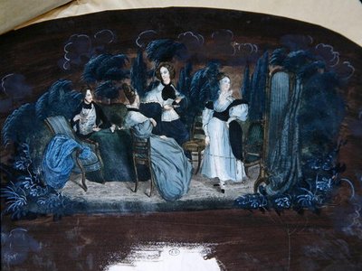 Design for the decoration of a fan depicting a tea party by French School