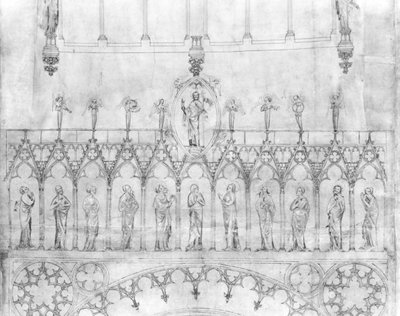 Design for the gallery of kings on the facade of Strasbourg Cathedral, c.1380 (detail) by French School