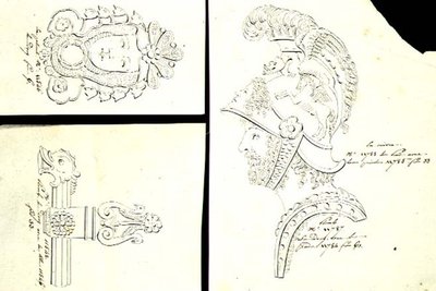 Designs for bronze ormolu furniture mounts by French School
