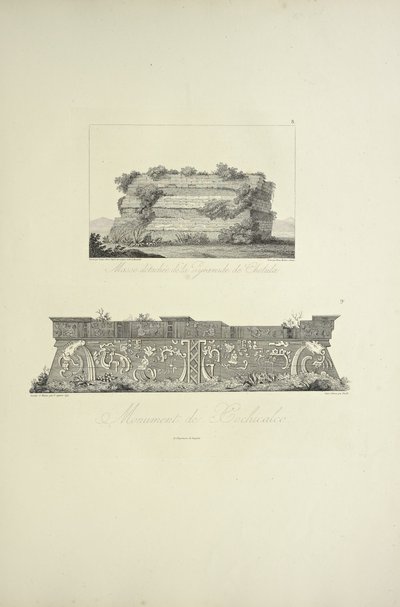 Detached Mass of the Cholula Pyramid, and Monument of Xochicalco, illustration from 