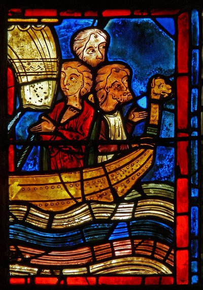 Detail from a window depicting scenes from the life of St. Mary the Egyptian by French School