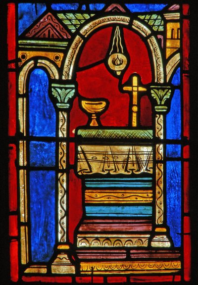Detail from a window depicting scenes from the life of St. Mary the Egyptian by French School