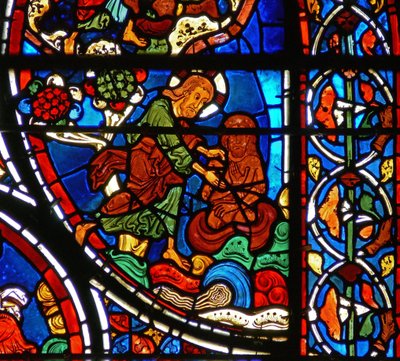 Detail from a Window Depicting the Parable of the Good Samaritan: God Creates Man from Clay by French School
