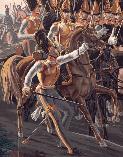 The Battle of Austerlitz, Panoramic Wallpaper Design (detail) by French School