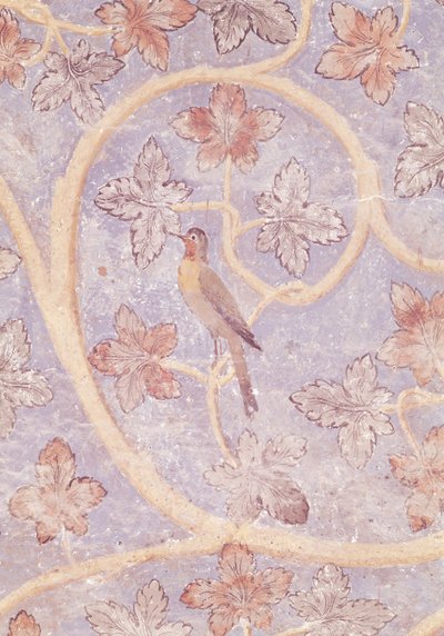 Detail of a bird, from the wall decoration of the Popes bedroom, c.1334-62 by French School