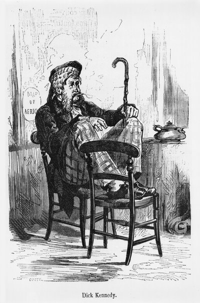 Dick Kennedy, illustration from Five Weeks in a Balloon by Jules Verne, Paris, Hetzel by French School