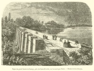 Dam of the large basin of Lampy, near Saint-Ferreol, on the Black Mountain by French School