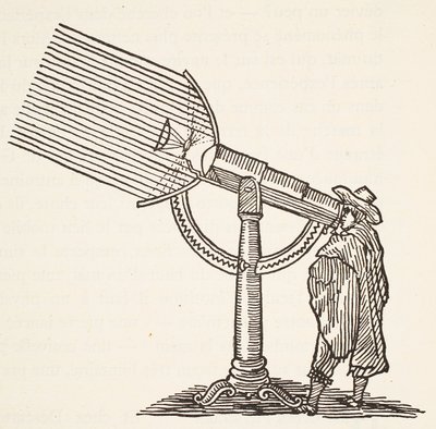 Dioptric telescope, illustration from Histoire de la Nation Francaise, Sciences, Volumes I & II by French School