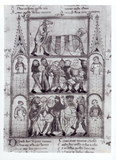 Discordant musicians from the Story of Fauvel written by Gervais du Bus by French School