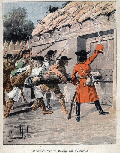 Discovery of Canada: Attack of Fort Monsipi by Pierre Le Moyne d