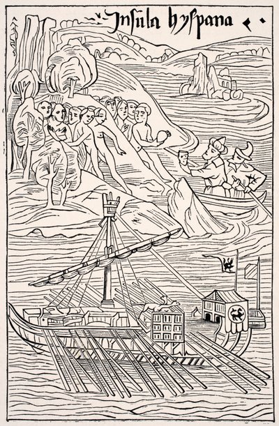 Discovery of Santo Domingo by Christopher Columbus by French School