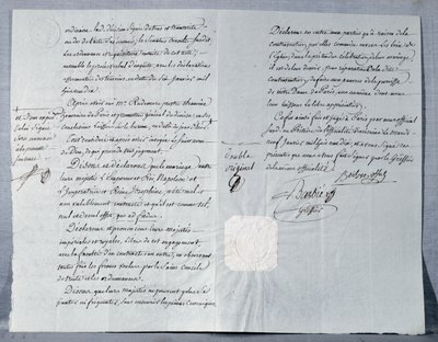 Divorce statement of Emperor Napoleon Bonaparte and Empress Josephine, 9th January 1810 by French School