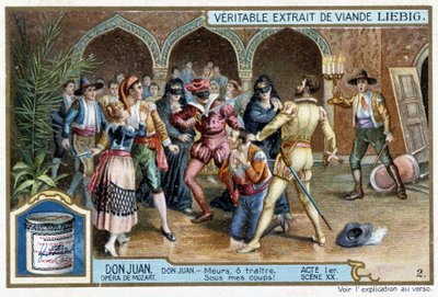 Don Juan: Act I, Scene XX, Don Juan at the masked ball - chromo Liebig by French School