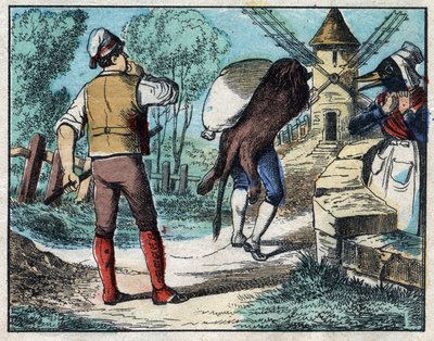 Donkey wearing the skin of the Lion. Fables by Jean de La Fontaine (1621-95). Imaging of Epinal from the end of the 19th century. by French School